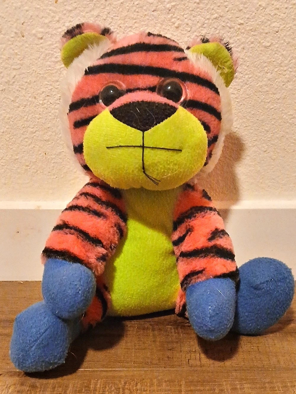 Pink & Blue Striped Tiger Plush Toy